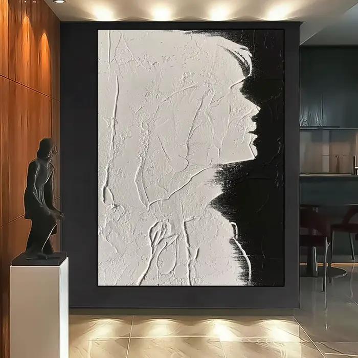 Toile d'art abstrait noir et blanc pour visage féminin, peinture minimaliste, affiches esthétiques imprimées, décoration de salon moderne pour la maison