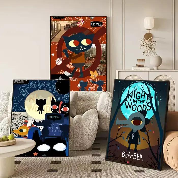 Autocollants d'affiche de dessin animé Night in the W-Woods