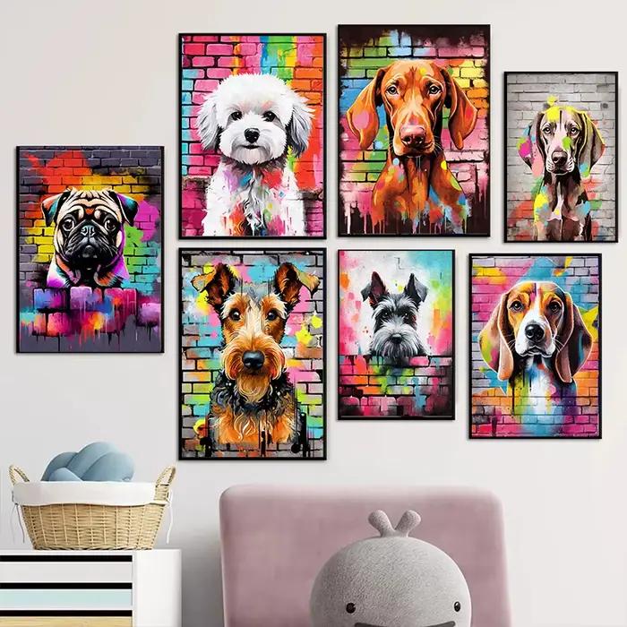 Affiche de Graffiti avec chiens de compagnie