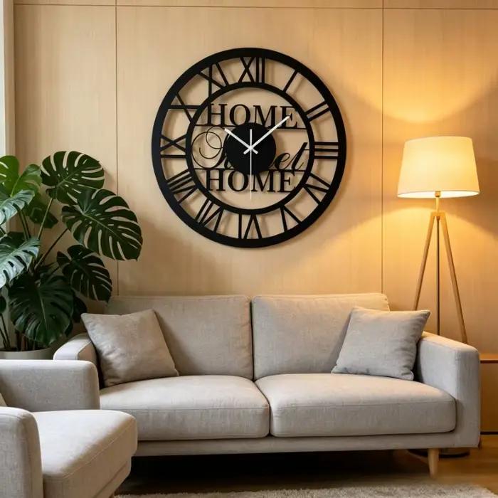Horloge murale moderne en métal noir 40 cm