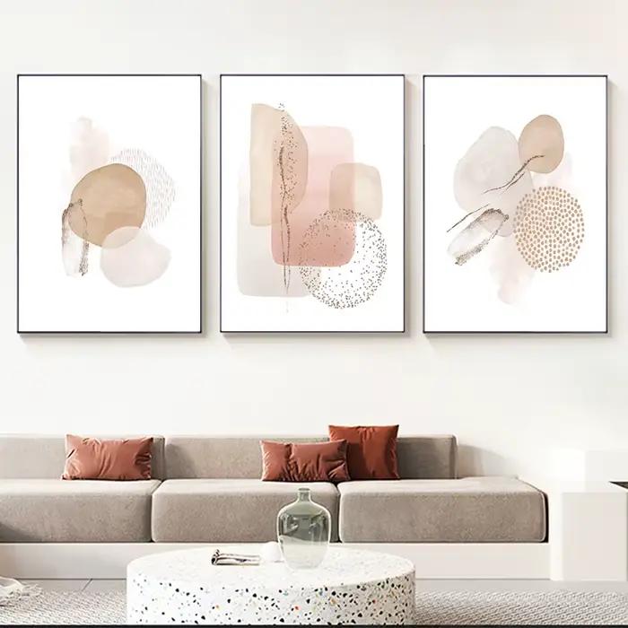 Toile géométrique abstraite moderne Beige rose, affiche Boho et images d'art murales imprimées pour chambre à coucher, salon, décoration de maison