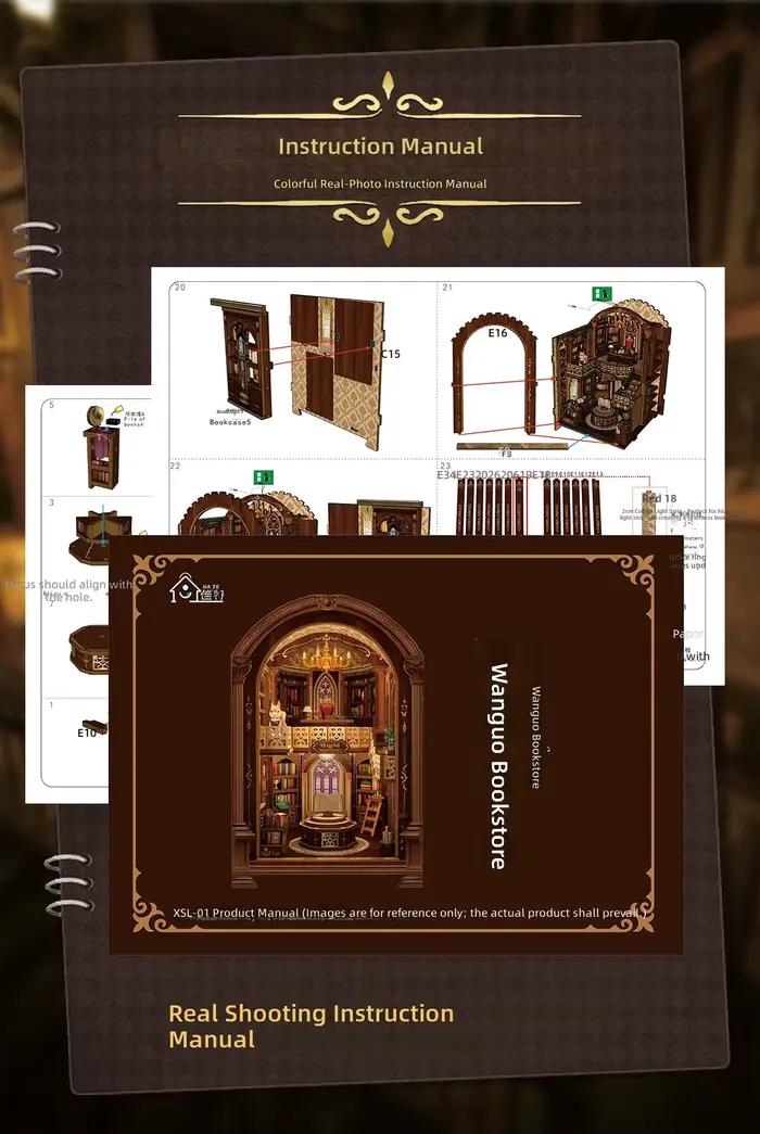 Puzzle 3D en bois à assembler soi-même : Modèle de librairie fait main pour les 14 ans et plus