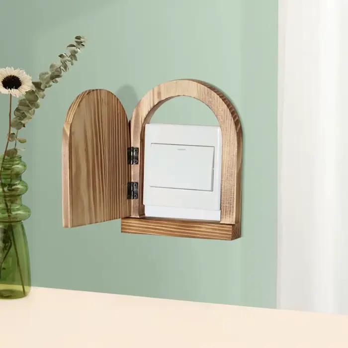 Cache-interrupteur mural multifonctionnel anti-toucher en bois