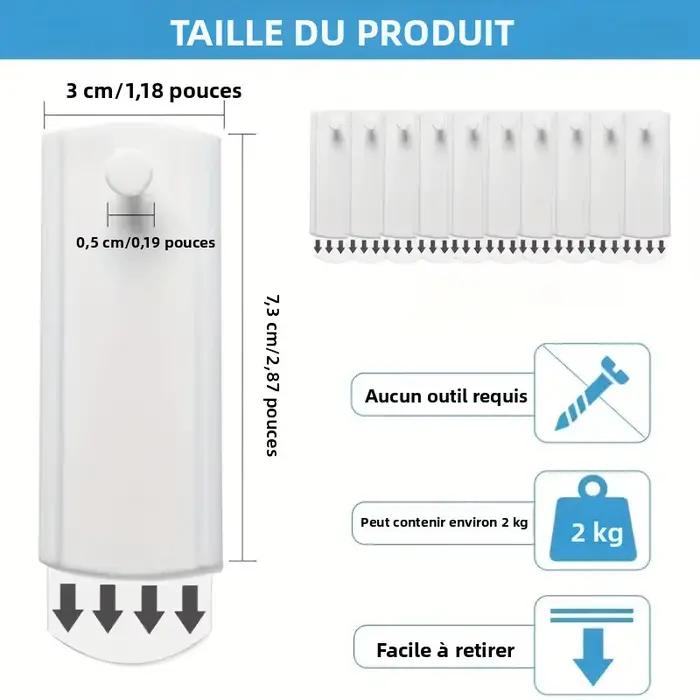 Lot de 4 crochets muraux invisibles sans perçage pour cadres photo