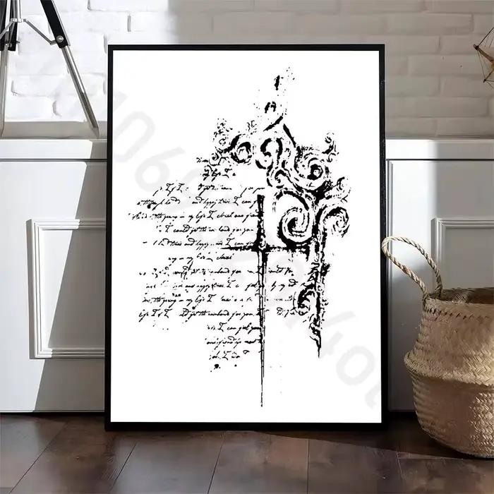 Affiche murale autocollante HD Cyber Sigil Cross Goth, nouvelle collection, décoration esthétique imperméable pour la maison, le salon ou le bar