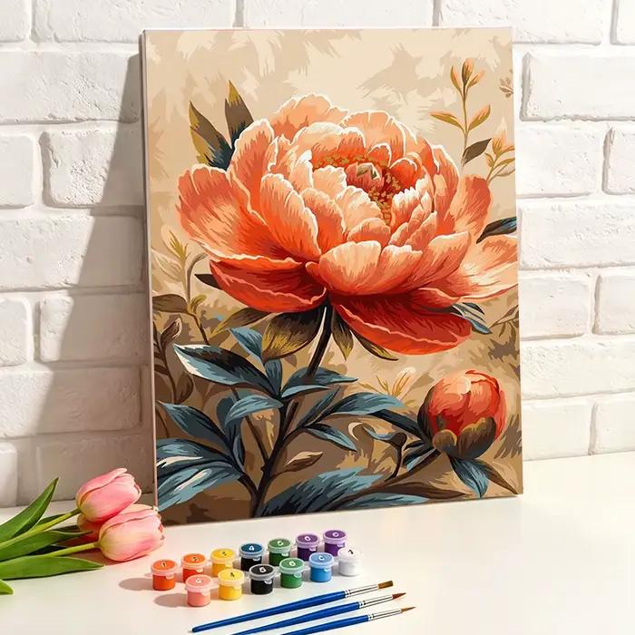 Peinture par numéros, tableaux décoratifs, peinture sur toile de pivoine en fleurs, pour adultes, coloriage par numéros, cadeau DIY