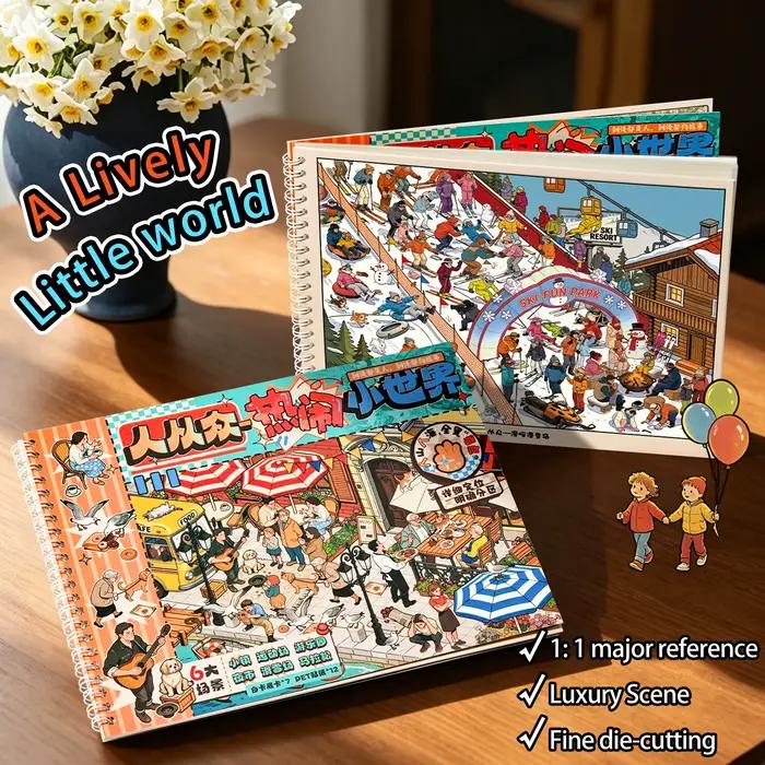 Livre d'autocollants vintage Paysage Urbain Animé