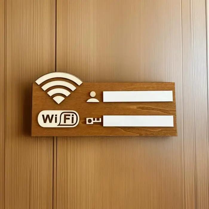 1 plaque rustique en bois pour mot de passe Wi-Fi, indicateur de réseau sans fil mural vintage, accessoire de décoration polyvalent pour la maison