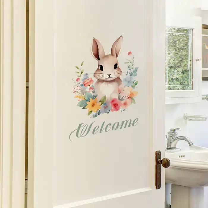 Autocollant de bienvenue lapin de Pâques pour porte