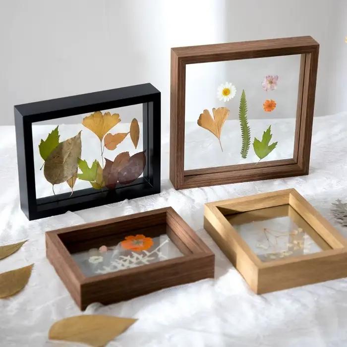 Cadre à fleurs pressées double face en verre 6/8/10 pouces