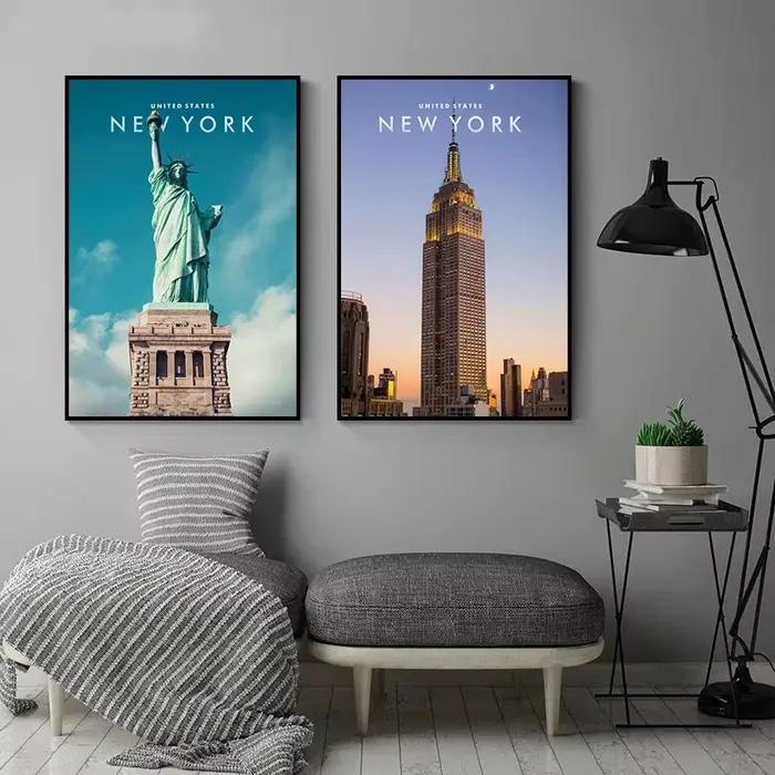 Affiches sur toile avec coordonnées de la ville de New York, paysages urbains célèbres, peintures et impressions sur toile, art mural pour salon, décoration de la maison, sans cadre