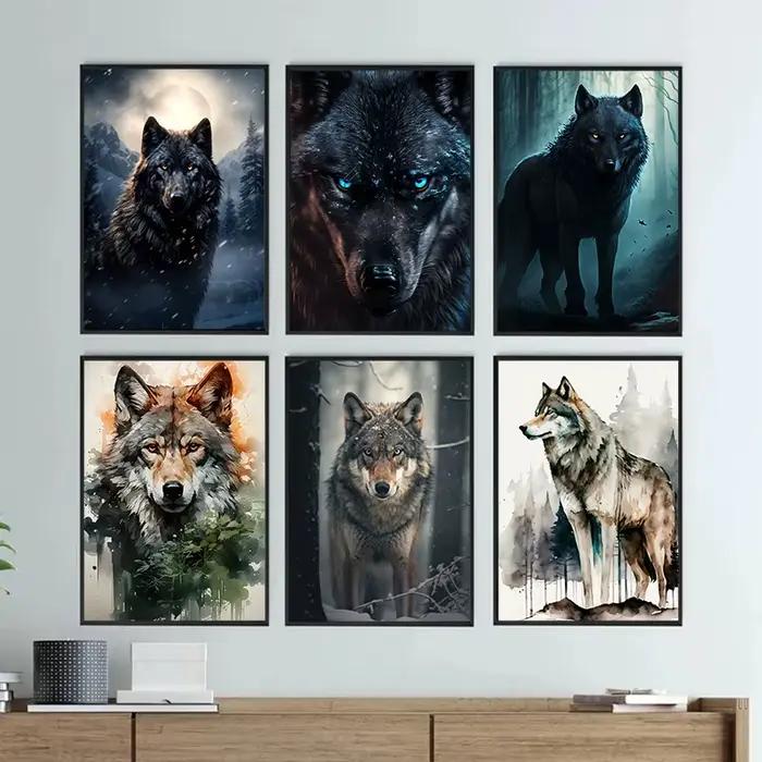 Toile de peinture de loup noir