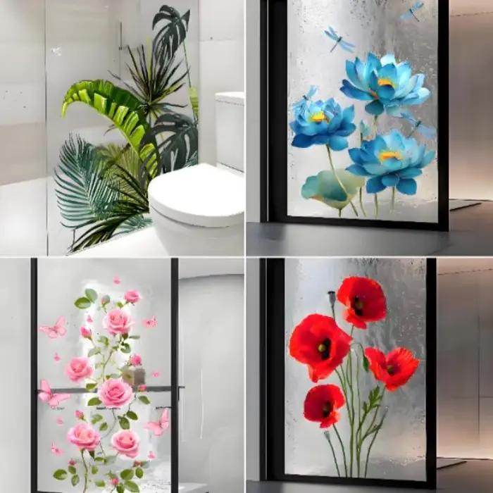 Autocollant mural en verre motif plante verte