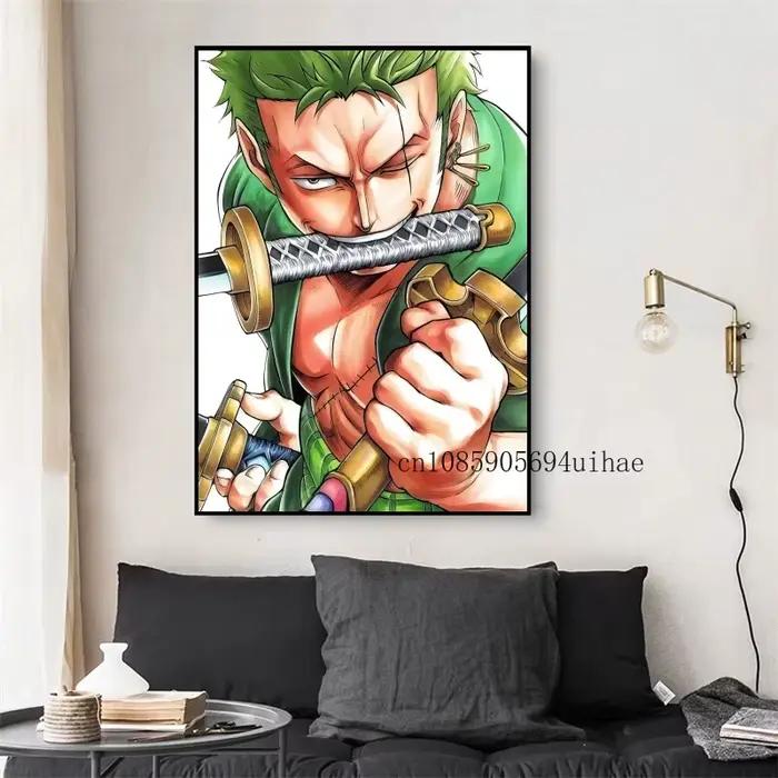 Japon Anime Figure rétro entourant une pièce Luffy toile peinture impression murale maison Art affiche mur esthétique chambre décor cadeau