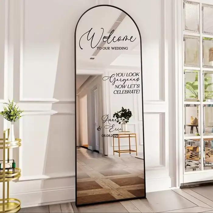 Bienvenue à notre mariage miroir décalcomanie vinyle décalque noms et Dates personnalisés