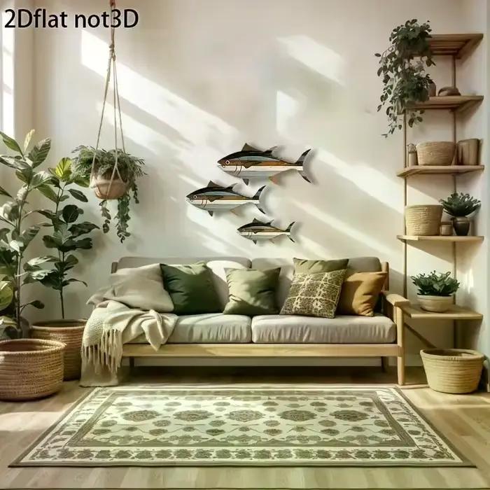 Décoration murale de thon en bois 3 pièces