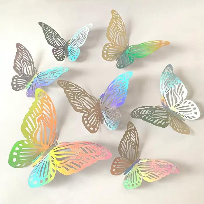 Papier peint papillons creux multicolores