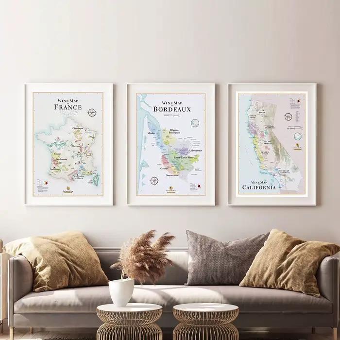 Affiche murale de peinture de toile de carte de vin d'Espagne