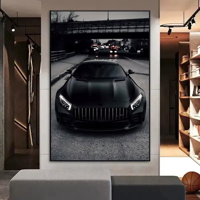 Affiche de voiture de sport de Style industriel noir