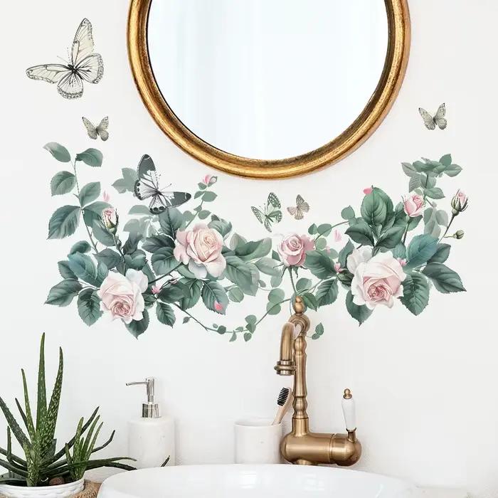 Autocollant mural de plantes vertes et de fleurs