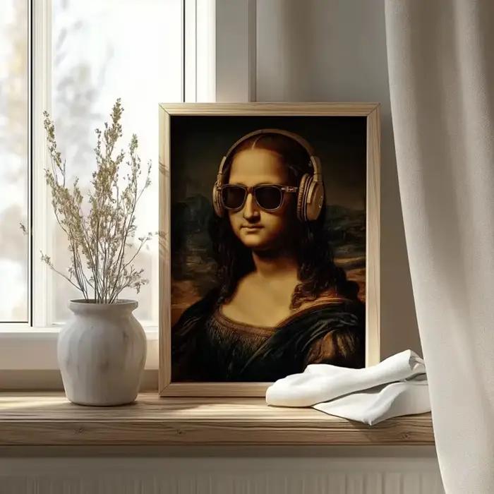 Tableau mural sur toile Mona Lisa avec lunettes de soleil