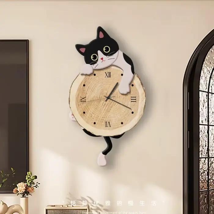 Horloge murale créative en forme de chat
