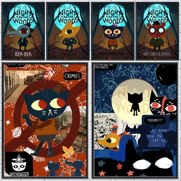 Autocollants d'affiche de dessin animé Night in the W-Woods