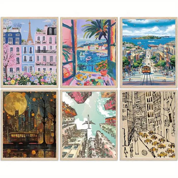 Toile d'art de paysage urbain vibrant