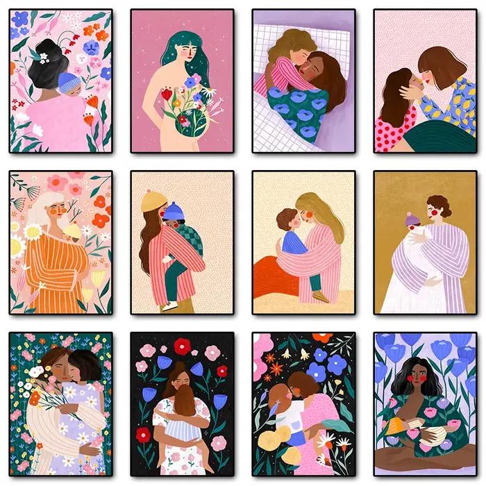 Affiche et peinture sur toile imprimée pour maman et bébé