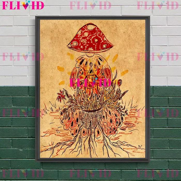 Peinture sur toile d'art mural vintage abstraite psychédélique