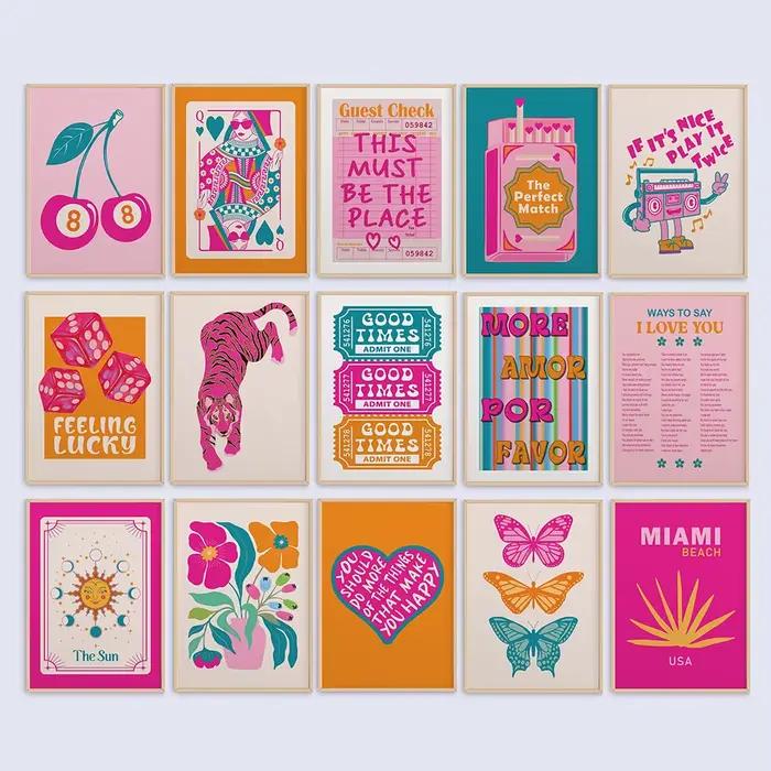 Ensemble d'art mural Preppy de 15 pièces