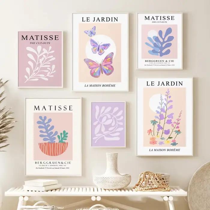 Esthétique Pastel Matisse plantes abstraites fleurs femmes nues mur art toile peinture affiches et impressions style nordique salon ro