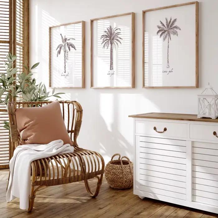 Lot de 3 tableaux sur toile Thème Palmiers et Côtier