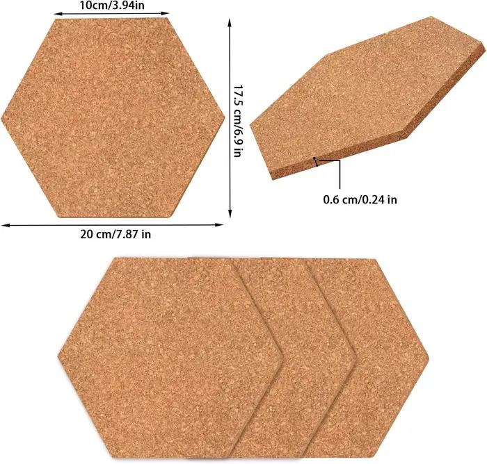 3/6 panneaux hexagonaux en liège – Panneaux en liège autocollants