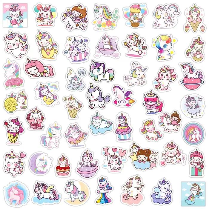 Autocollants licorne de dessin animé mignon