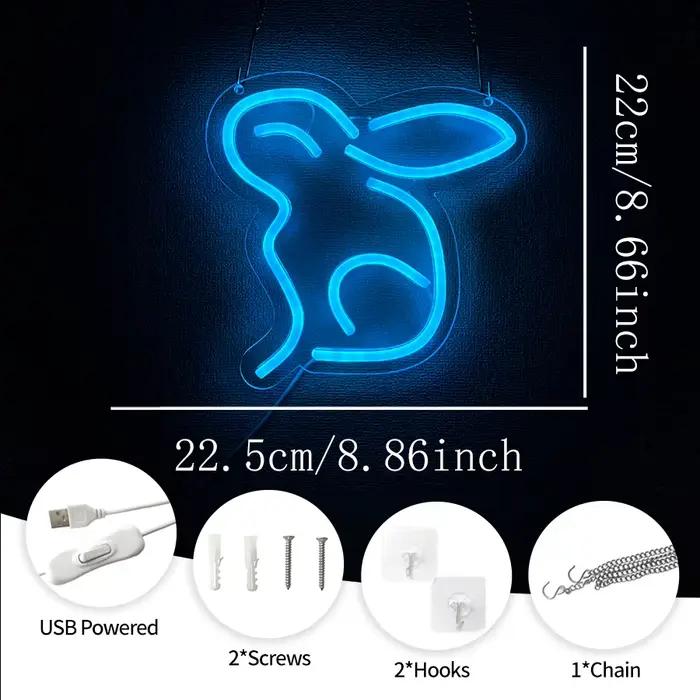Enseigne au néon lapin de pâques pour décoration murale