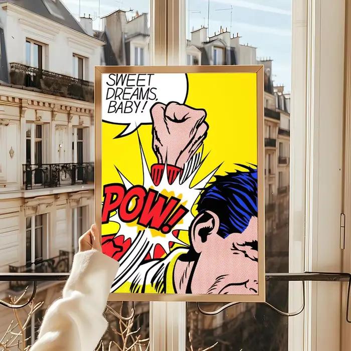 R_Roy Art Lichtenstein Pop peinture calligraphie lin toile affiche impressions murales pour salon chambre bureau décoration de la maison