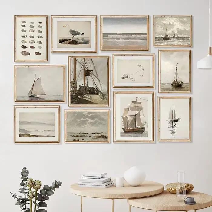 Vintage Seas550Print Antique Voilier Peinture Toile Affiche