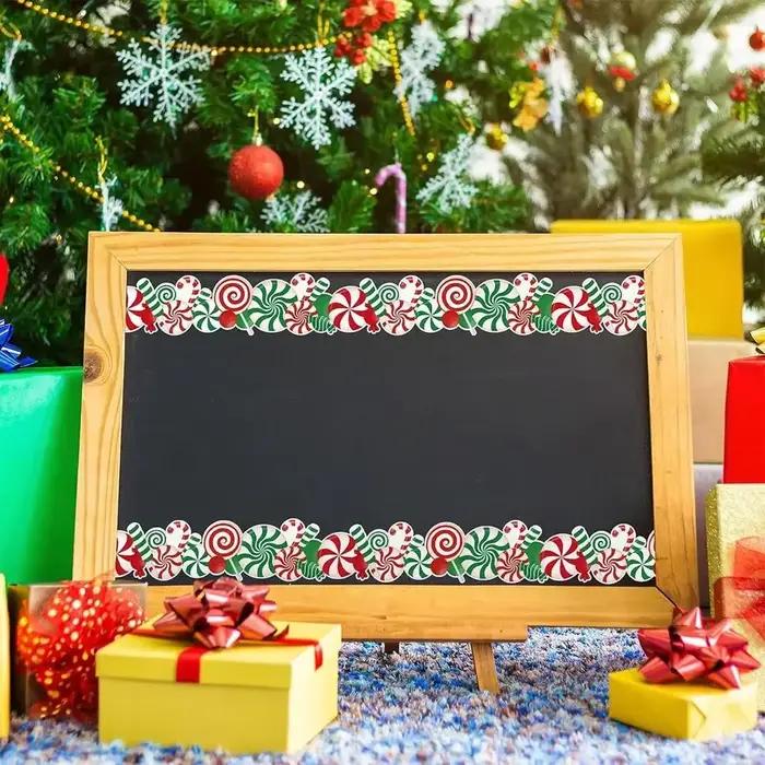 Autocollant décoratif de bordure de bonbons de noël