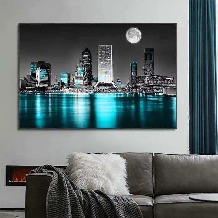 Toile d'art mural de paysage de horizon urbain de New York