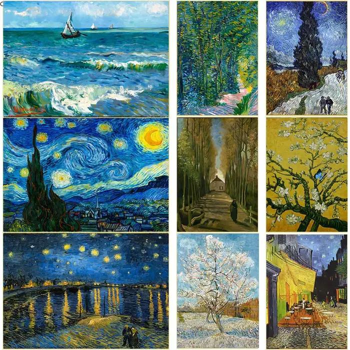 Célèbre Van Gogh café terrasse la nuit reproductions de peinture à l'huile impression toile affiche mur Art photo pour salon décor à la maison