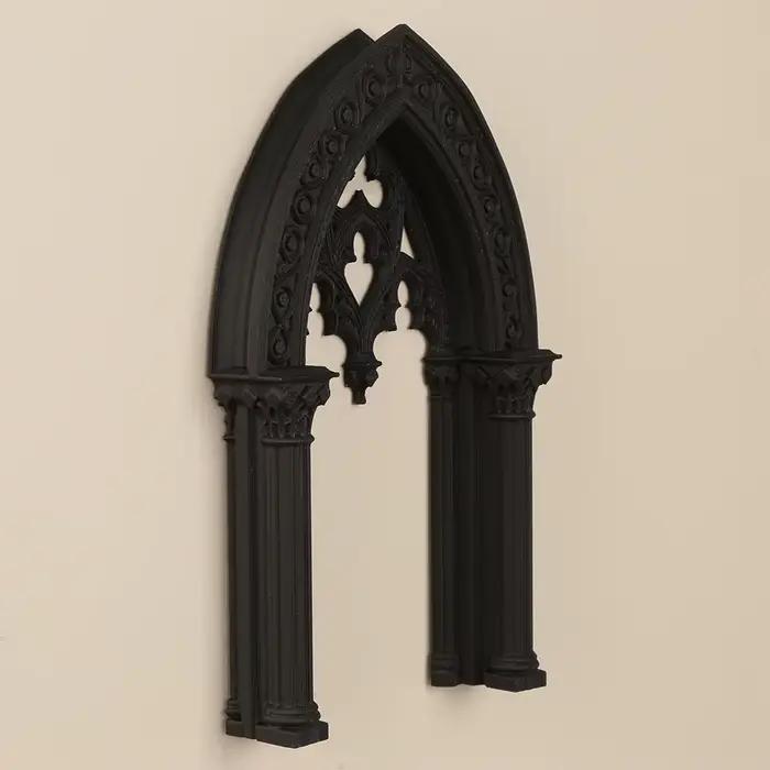 Cadre décoratif mural en arche double colonne de style gothique transfrontalier pour décoration murale d'intérieur