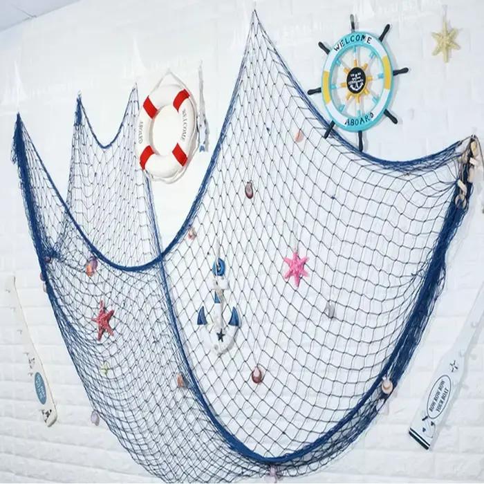 Filet de pêche bleu marine tentures murales Studio accessoire chambre décor à la maison Mediterran mer autocollants