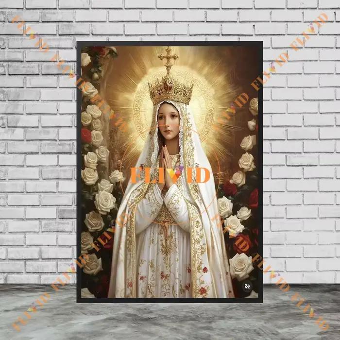 Affiche de rédemption de la vierge marie avec fleurs