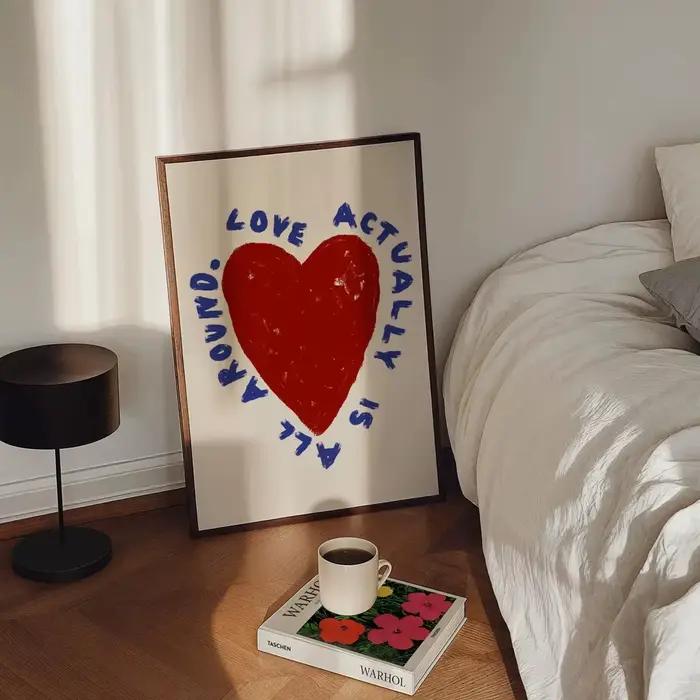 Affiche imprimée sur toile avec citation d'amour "Love Actuellement Around"