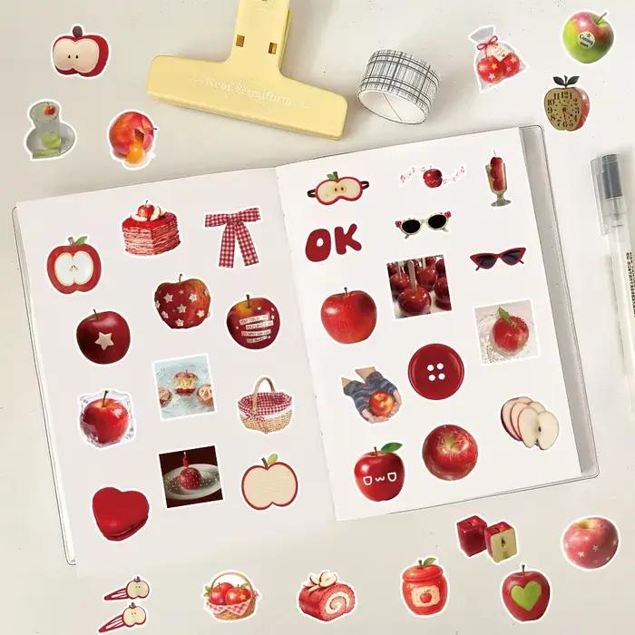10/30/63 autocollants mignons en forme de pomme rouge