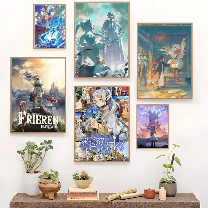 Animation populaire Frieren bonne qualité impressions et affiches Vintage chambre maison Bar café décor esthétique Art peinture murale