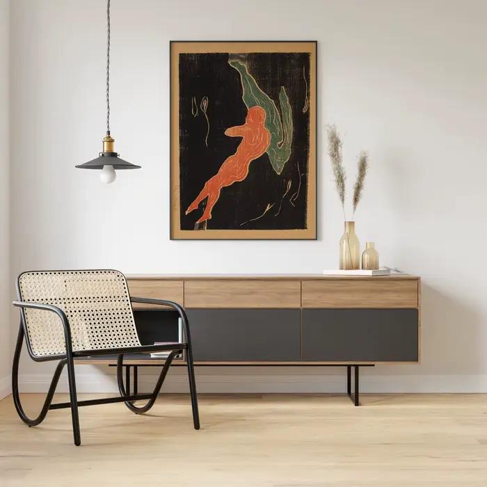 Impression « Rencontre dans l'espace» d'Edvard Munch – Affiche de reproduction en xénonycheutre « Amoureux cosmiques expressionnistes»
