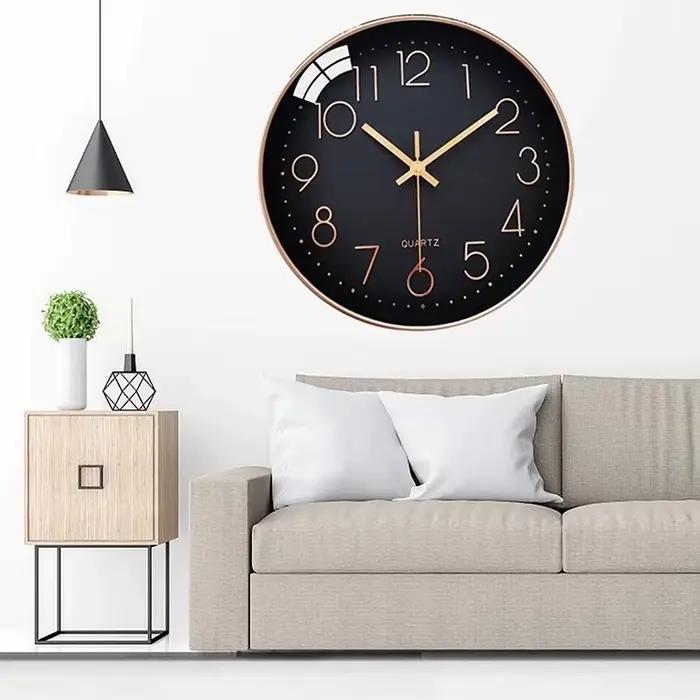 12 pouces horloge murale Design moderne nordique bois salon mécanique d'horloge silencieuse chambre cuisine bureau brève
