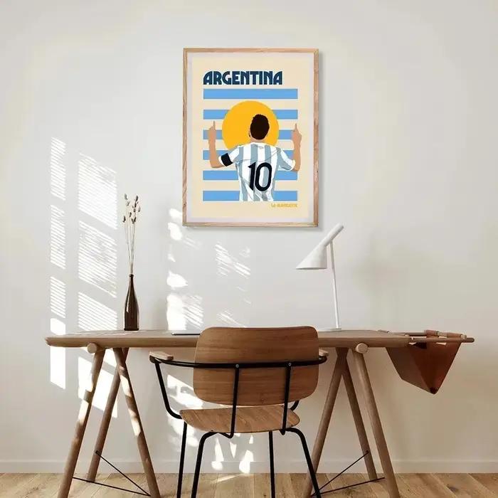 Argentine Portugal Football rétro Illustration angleterre brésil France mur Art toile peinture couleur garçon Fan sport affiche décor